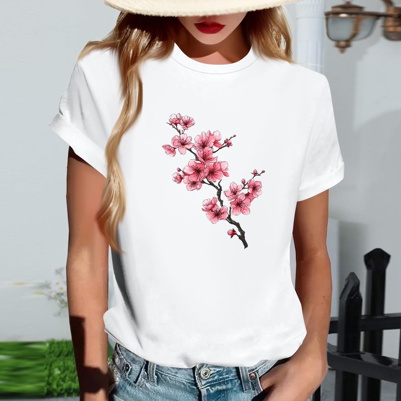 

Женская модная футболка с круглым вырезом, повседневная, с ретро-принтом, с короткими рукавами S белый