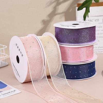 Diamond Hair & Flower Accessories: Silk Bow, Floral Ribbon, Gift Packaging Yarn.