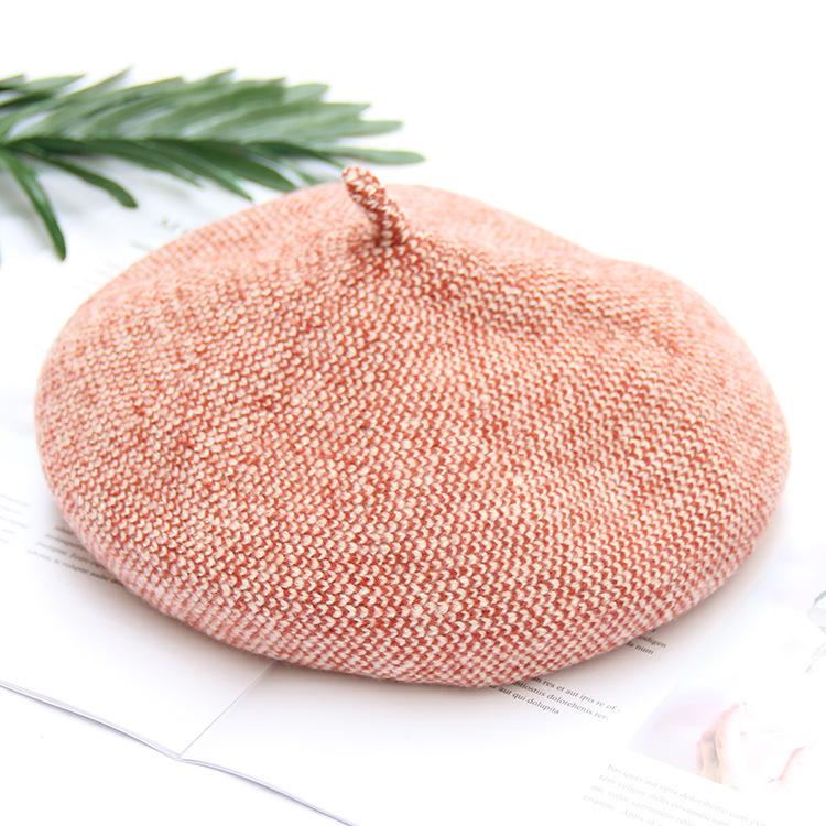 Японская женская шерстяная шляпа-бутон, литературная, маленькая, свежая, трехмерная шляпа художника, теплая вязаная беретка Adjustable оранжевый