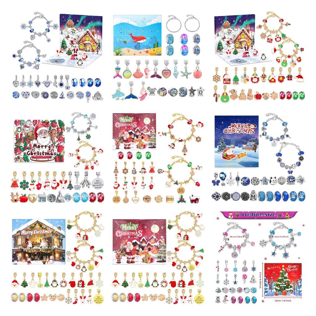 Advent Christmas Calendar Bracelets For Girls 24 Days Xmas Countdown Jewelry
