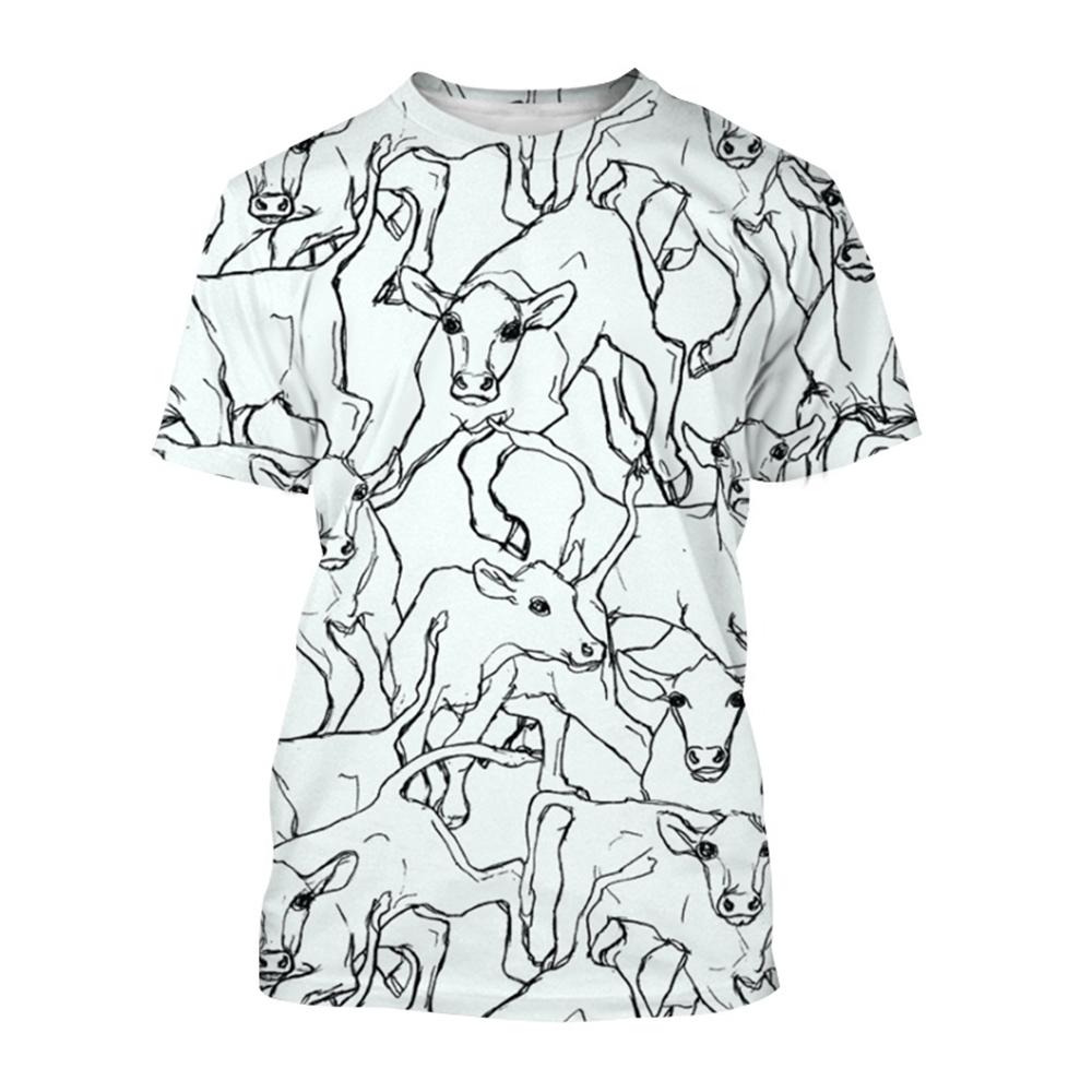 

Summer Round Neck 3D Cute Cow Printed T-shirts Fashionable Casual Short Sleeved Children s Boy and Girl Kids Unisex T-shirts 160