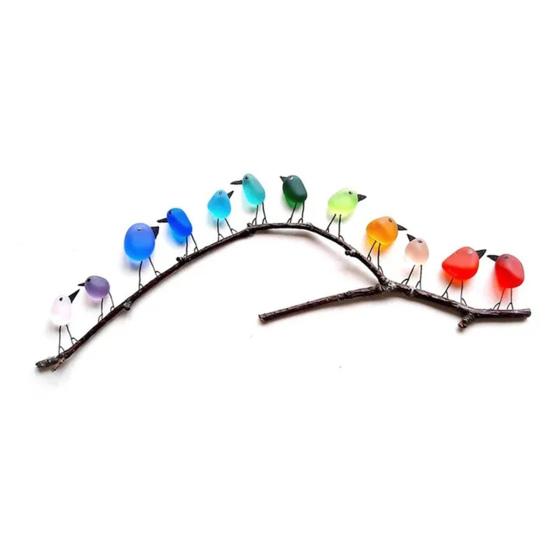 

Морское Стекло Радужные Птицы Украшение Стоя на Ветке Симпатичные Мин Красочные Смола Птица Настенное Искусство Орнамент Гостиная Спальня Домашний Декор 12pcs