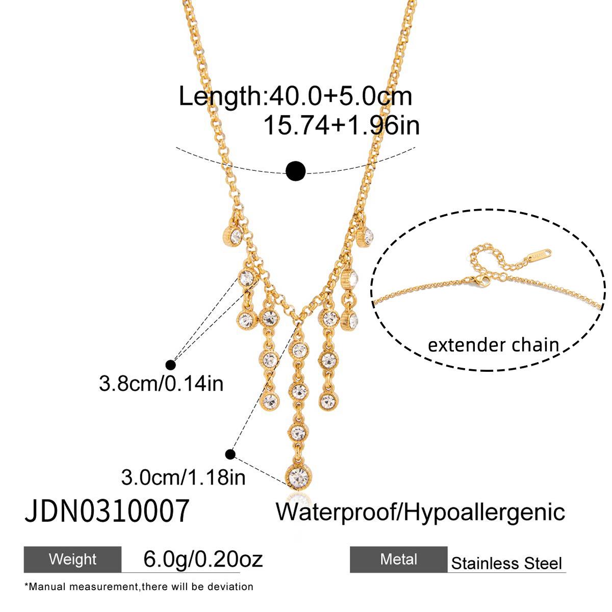 European and American rhinestone titanium steel necklace light luxury niche collarbone chain stacked stainless steel 18k gold