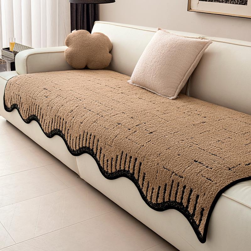 Special-Shaped Sofa Cushion Plush Thickened Non-Slip  Autumn And Winter New High-End Irregular Straight Seat Cushion Cover Cloth