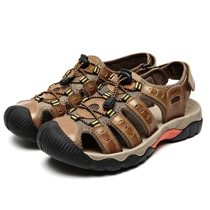 Big Size 38-47 Men Genuine Leather Sandals Summer Classic Men Shoes Cool Beach Soft Sandals Men Luxury Comfortable Casual Shoes