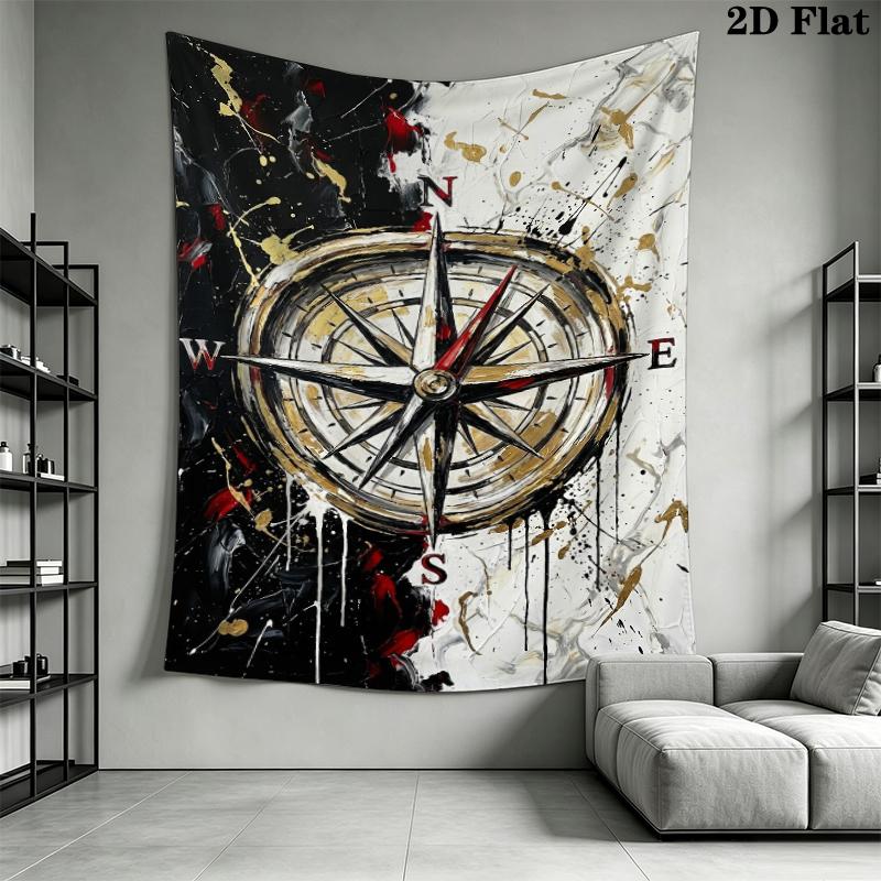 Compass Wall Tapestry Aesthetic Wall Hanging Printed Fabric Blanket Decorative Tapestries for Bedroom Living Room Home Decor