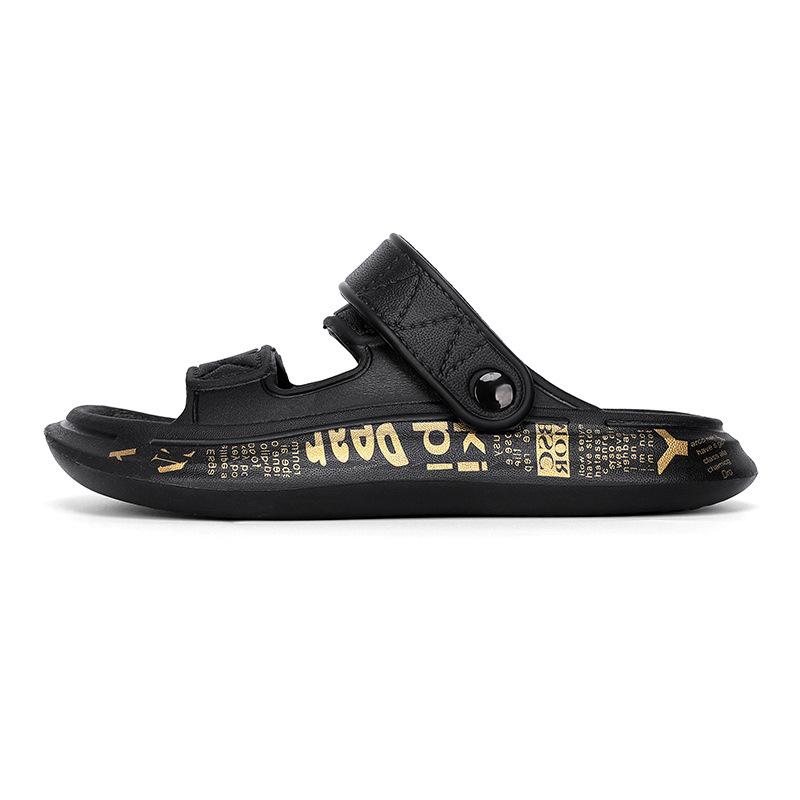 

2024 летние новые мужские римские сандалии большого размера с двумя носками, дышащие, классные тапочки, повседневная пляжная обувь для отдыха на природе 36-37 чёрный