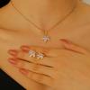 Copper Zirconia Leaf Necklace & Earring Set - Elegant Maple Design for Banquets