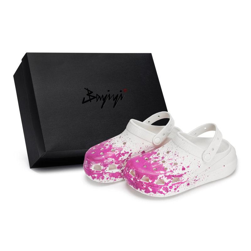 

Crocs Crush Clog 811 Manufacturing Chance Encounter Scene Fluid Splash Ink Gift Box Hole Shoes Same for Men and Women White Pink 39-40