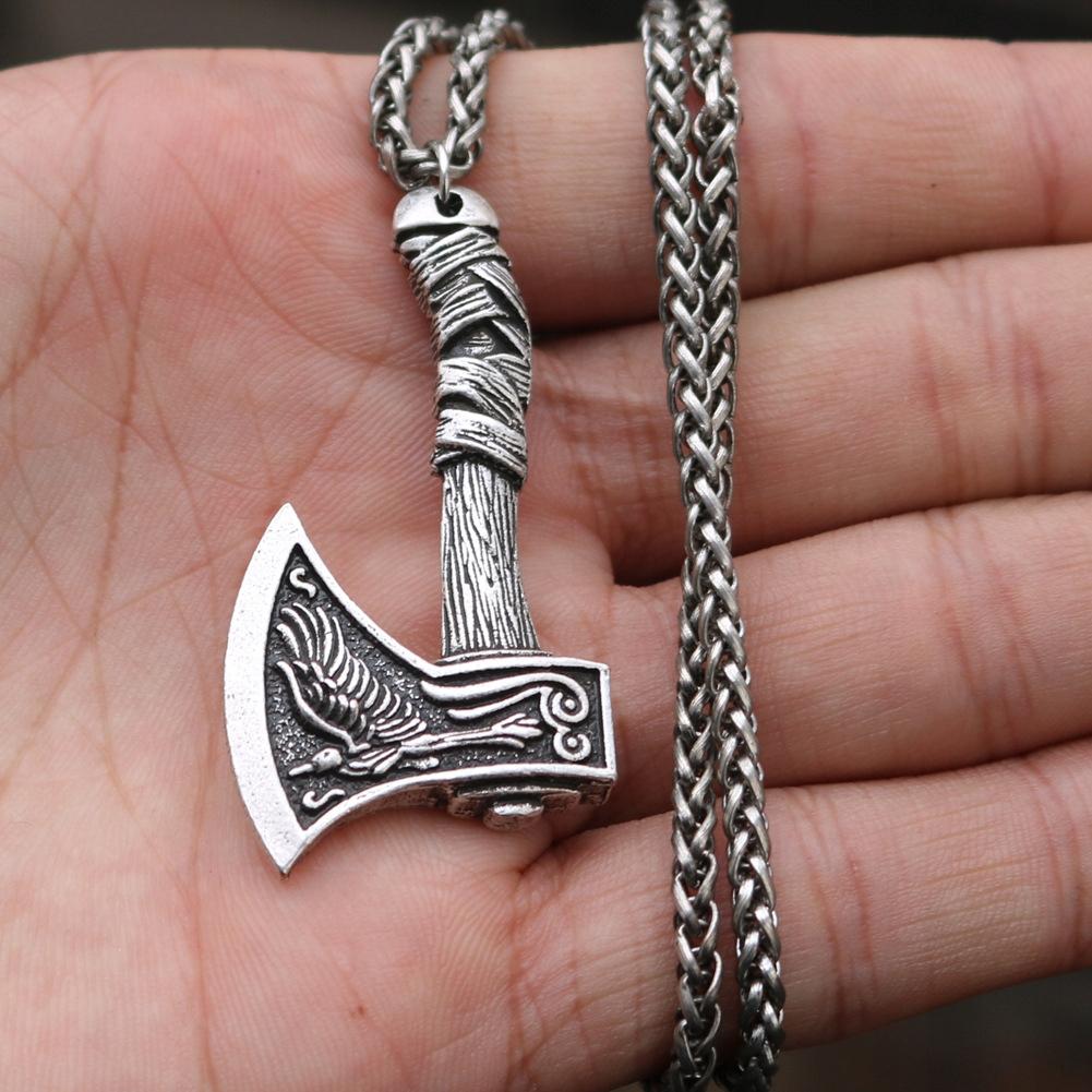 Viking Axe Necklace Lumberjack Wolf Axe 123