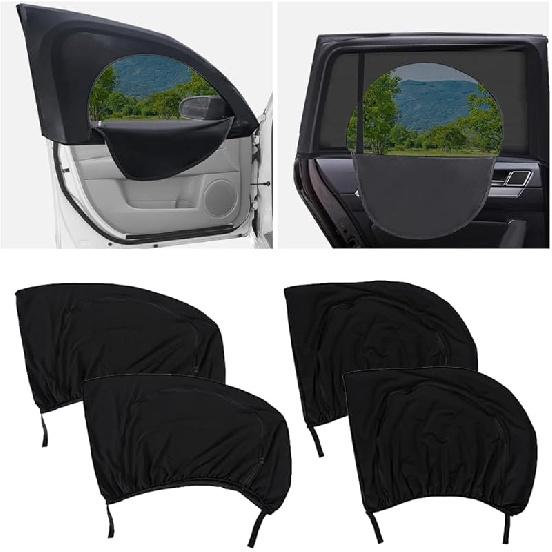 4PCS Car Window Shades With Zipper,Breathable Car Window Cover Baby Window Shades For Car,Camping Essentials Side Window Sun Shade For Privacy