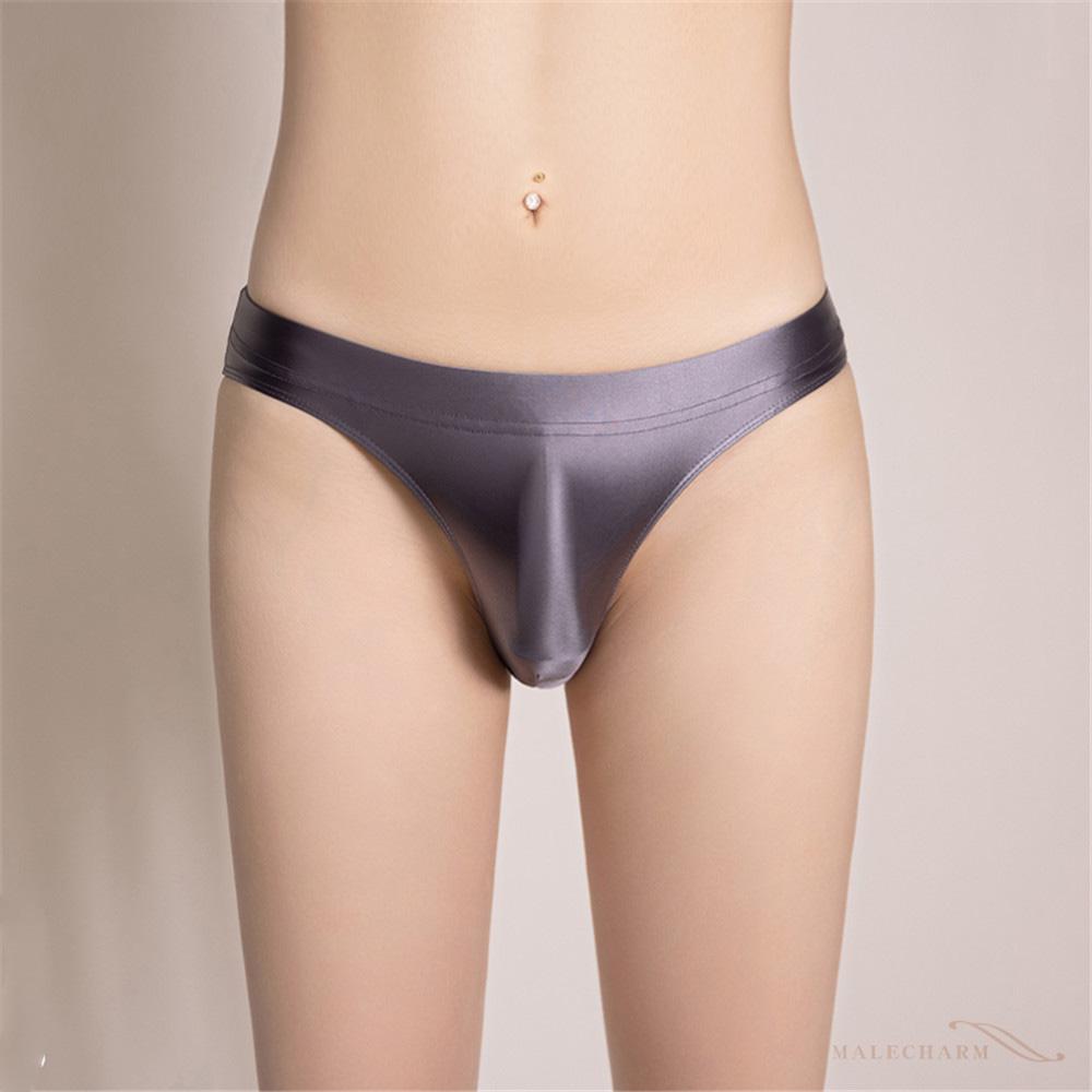Sexy Women Low Waist G-String Shiny Brief T-Back Oil Glossy Thong Satin Elastic Femme Underwear Sheer See Through Sexy Brief