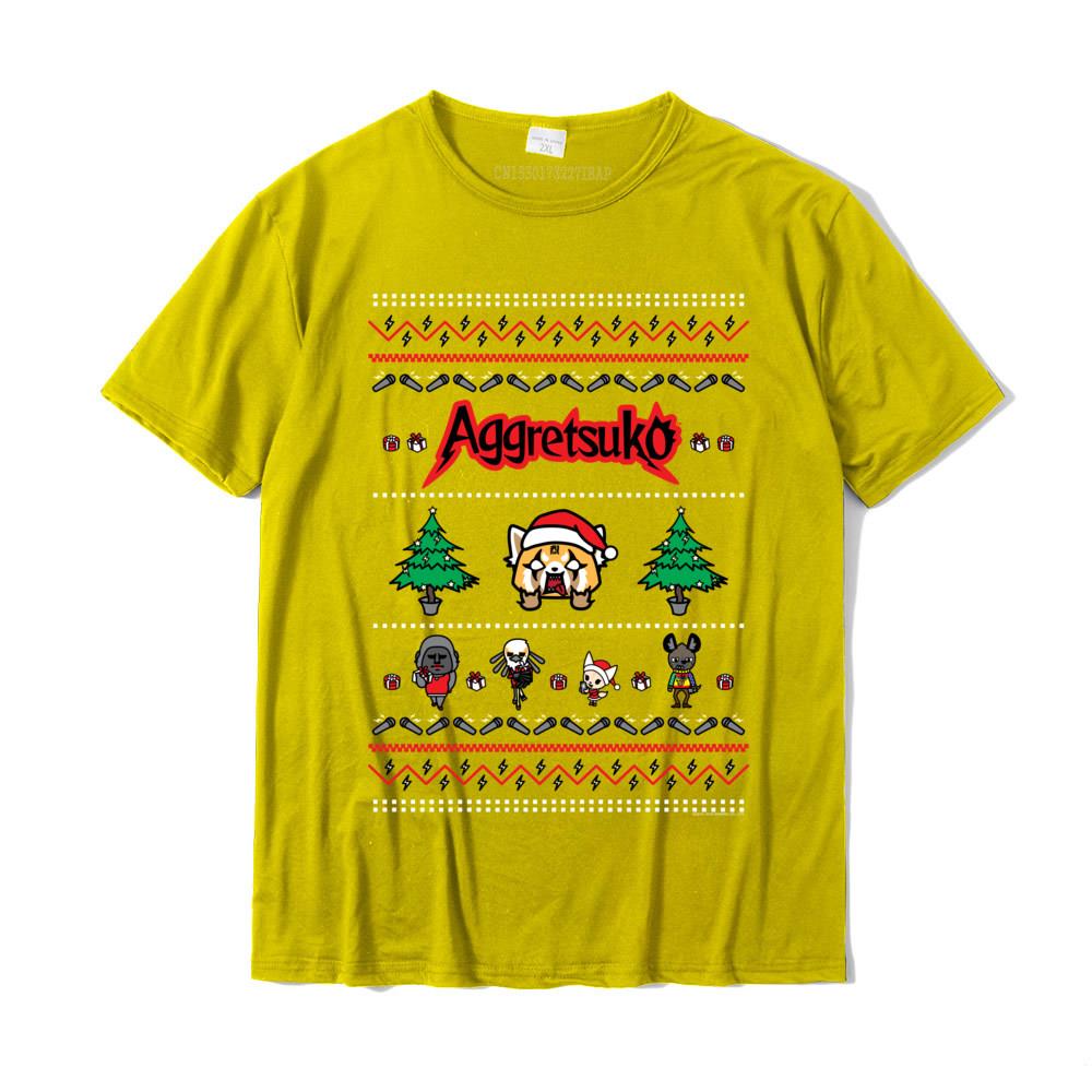 Aggretsuko Ugly Christmas Sweater Rage Short Sleeve Shirt Customized Tops Shirt Cotton Unisex T Shirts Customized Retro