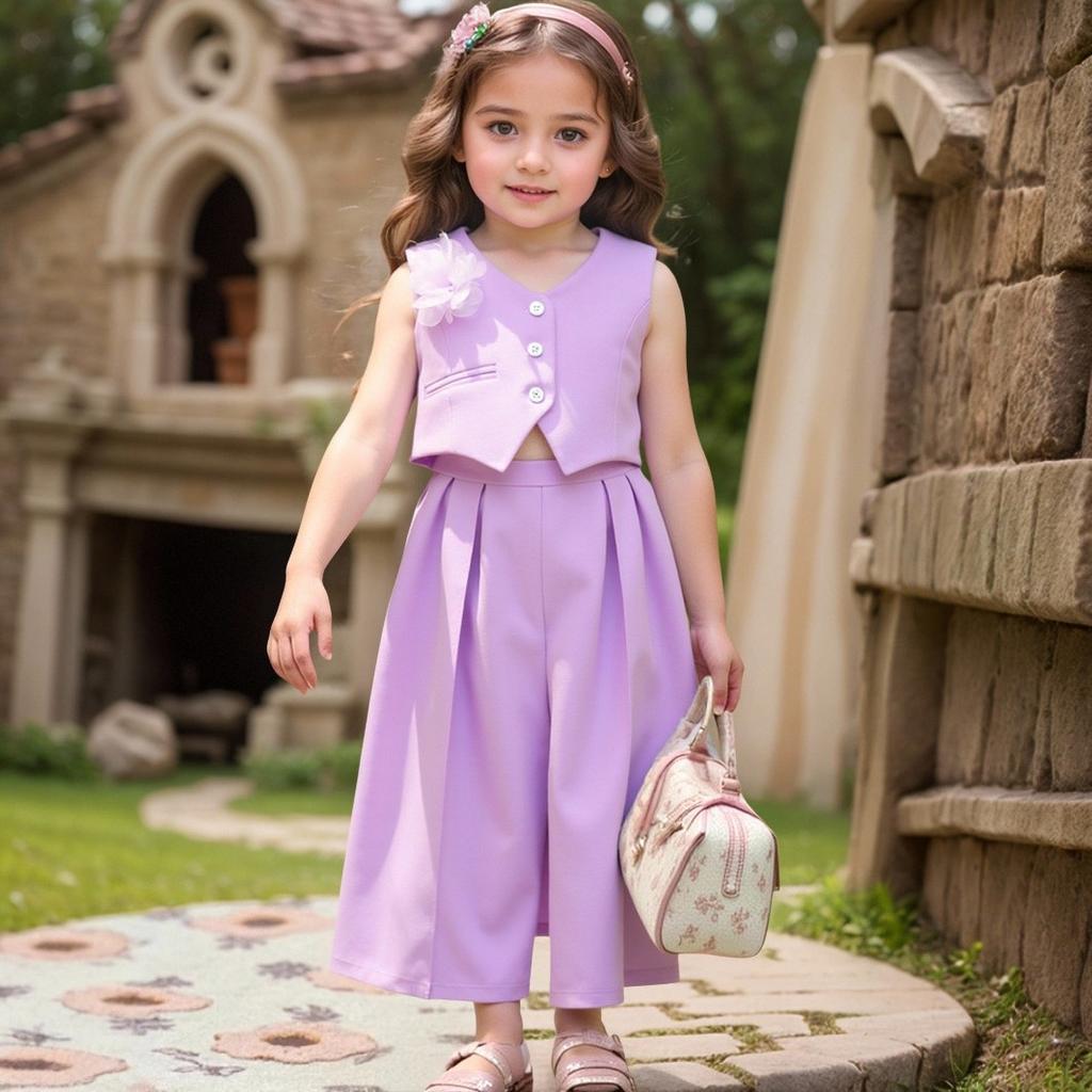 Sommer Kinder Ärmellose Weste und Hosen Anzug Set für Mädchen