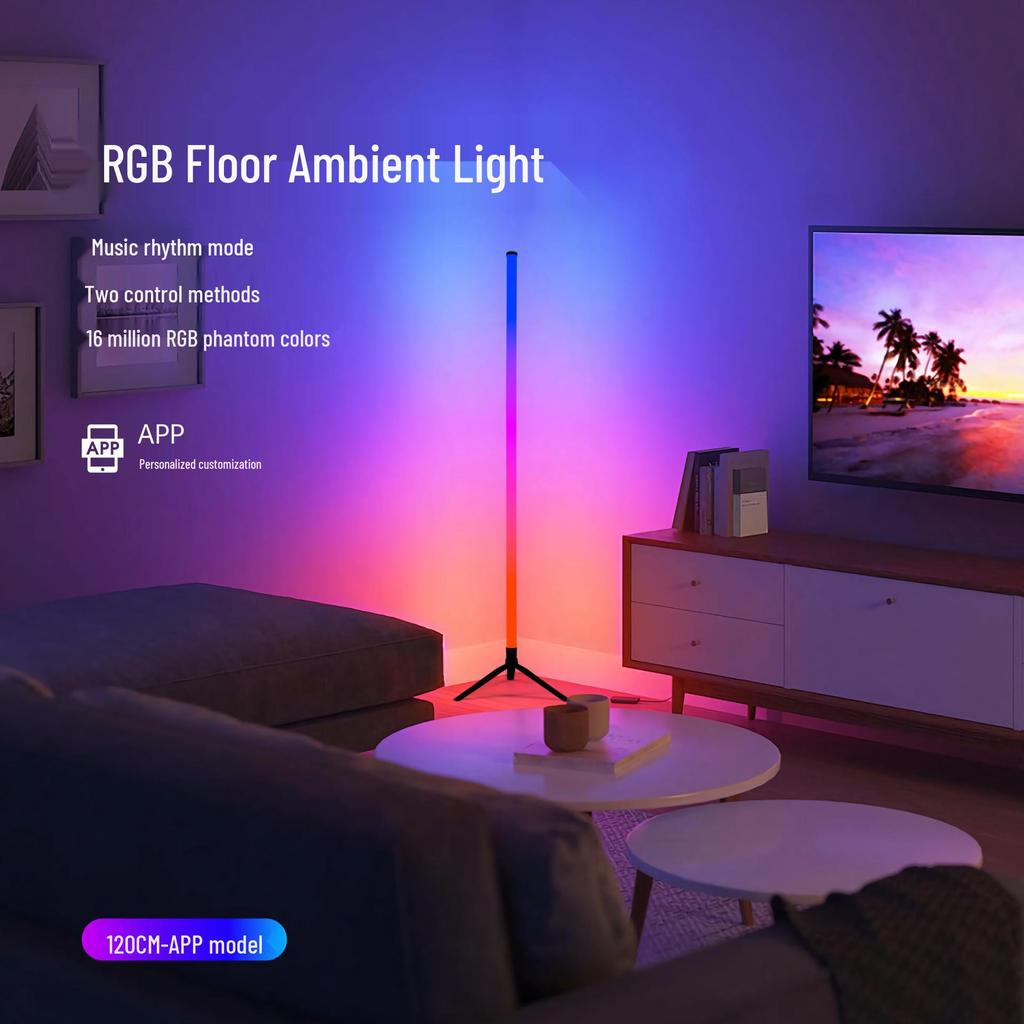 360° Voice-Control RGB Rhythm Floor Lamp - Dynamic Desktop Atmosphere Light with Full Illumination