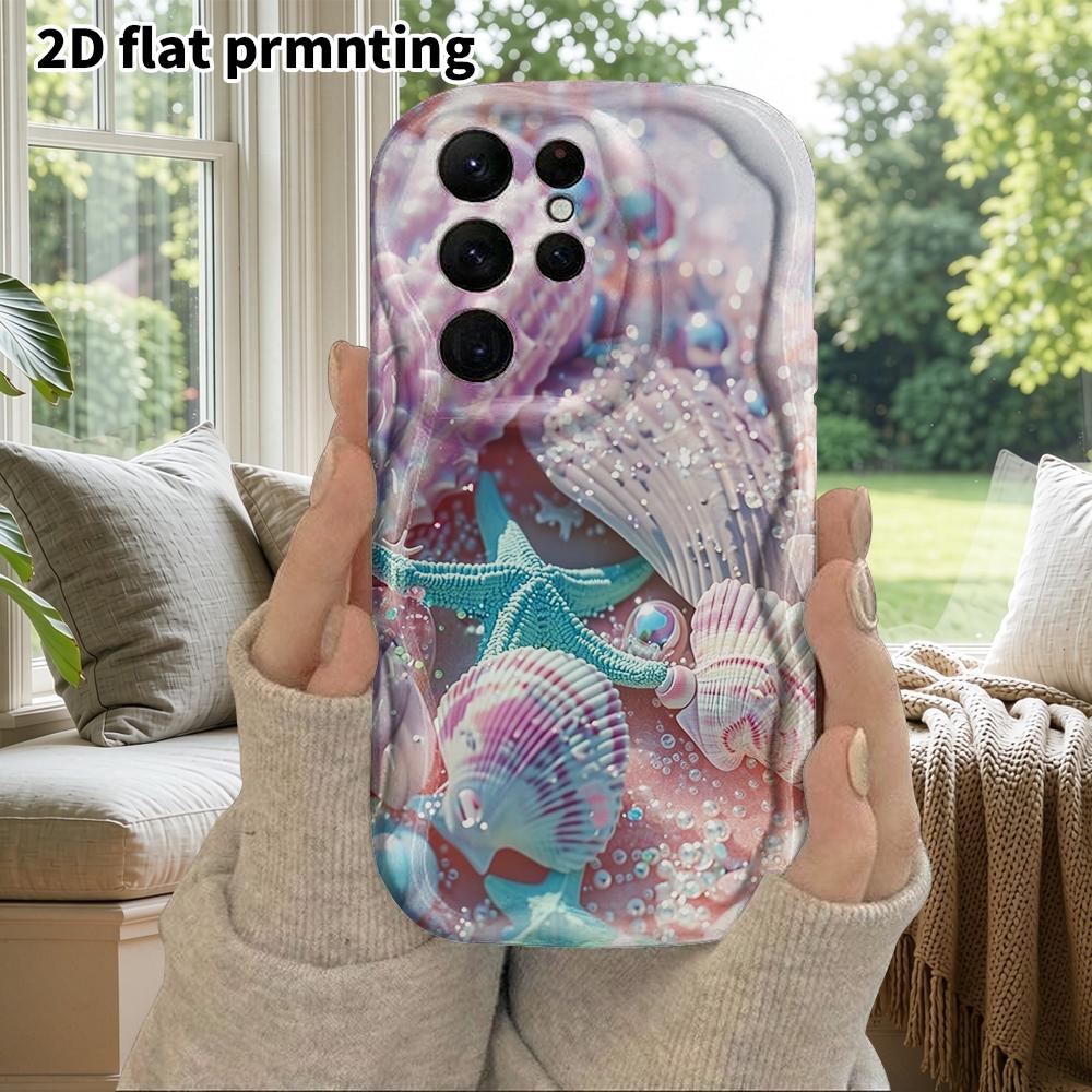 Phone Case: 2D Flat Samsung Galaxy A34 A35 M05 M06 S20 S22 S21 FE Plus 5G Protective Case, Couples Style, Pink and Purple Shell, Christmas and Hallowe