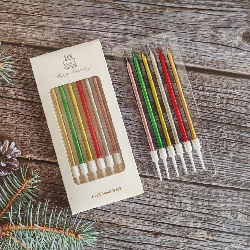 Metal Gold Silver Birthday Candles DIY Colorful Cake DecorasWedding Baby Shower Supplies Color Cake Topper