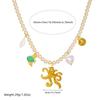 Fashion Stainless Steel Faux Pearl Pendant Necklace with Cherry and Starfish Design for Women