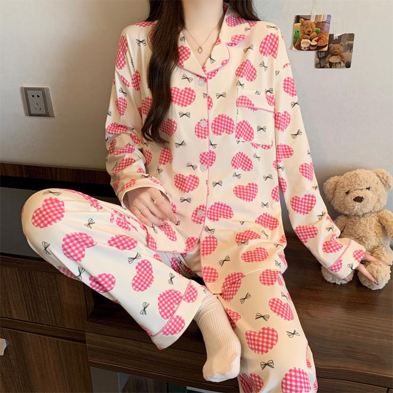Autumn and winter new Christmas high-value imitation cotton pajamas women's loungewear long-sleeved trousers set can be worn outside