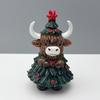Highland Cow Resin Figurine Halloween Christmas Highland Cattle Cat Statue Animal Sculpture Holiday Party Decoration Ornament
