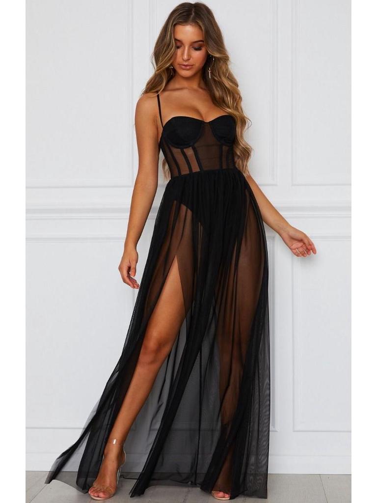 Hot Sale White Mesh Long Dress - Muse Macy Collection