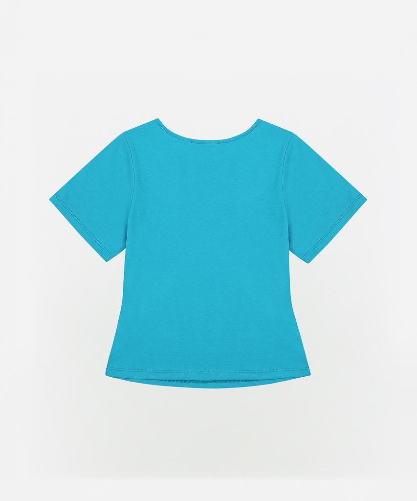 Eobdeulaepeuteu Spark Print Slim T-Shirts [Aqua Blue]