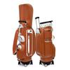 Wheeled Golf Bag Waterproof PU Leather Four Wheel Design Large Capacity Golf Bag Brown