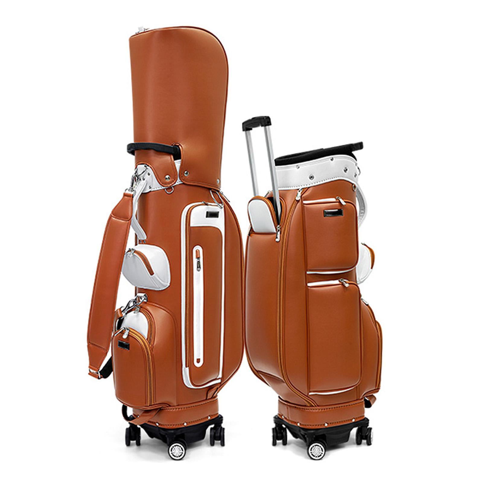 Wieltas Waterdicht PU Leer Vierwielontwerp Grote Capaciteit Golftas Bruin bruin