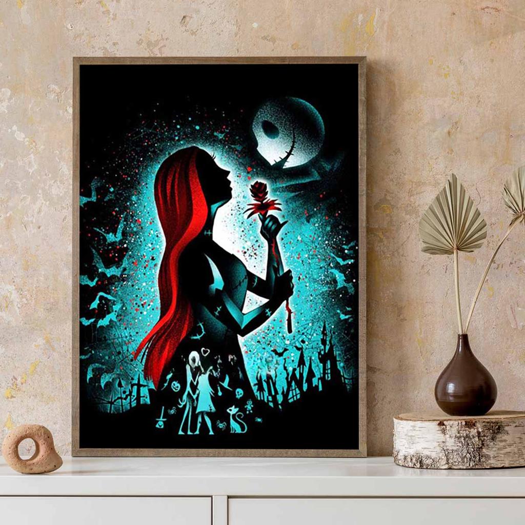 Full Round Diamond Painting Red-haired Skeleton Art Rhinestone Picture Mosaic DIY 5D Cross Stitch Embroidery Home Decoration