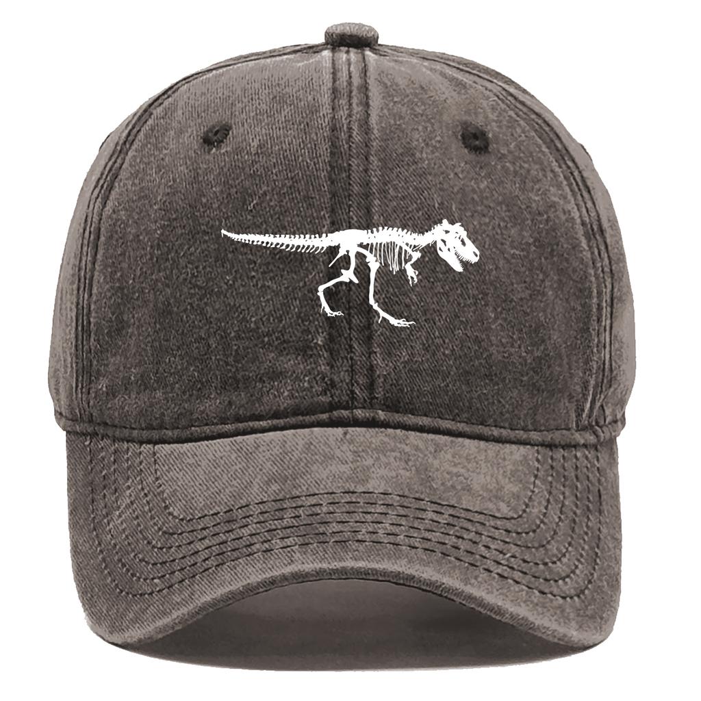 Skeleton Dinosaur Print Baseball Cap Adjustable Snapback Sun Cap Animal Sports Hat Retro Protective Hat For Unisex Women