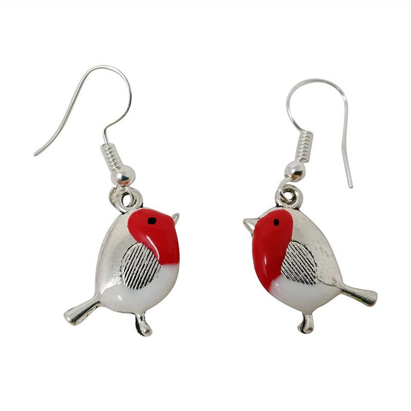 Enamel Alloy Bird Pendant Earrings