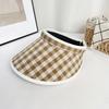 Dopamine Color Empty Top Sunscreen Hat Women's Summer Retro Plaid UV Protection Travel Big Brim Headband Hat