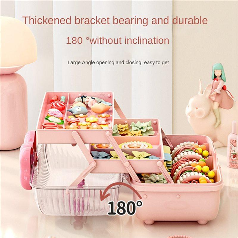 A84X-2X Storage Boxes For Children's Hair Accessories Necklaces Headbands Hairpins And Bows Foldable Desktop Dustproof-A