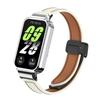 Pro Xiaomi Smart Band 9 Active Leather Strap Magnetická skládací přezka pro Redmi Band 3 Kovové ochranné pouzdro Integrovaný pásek