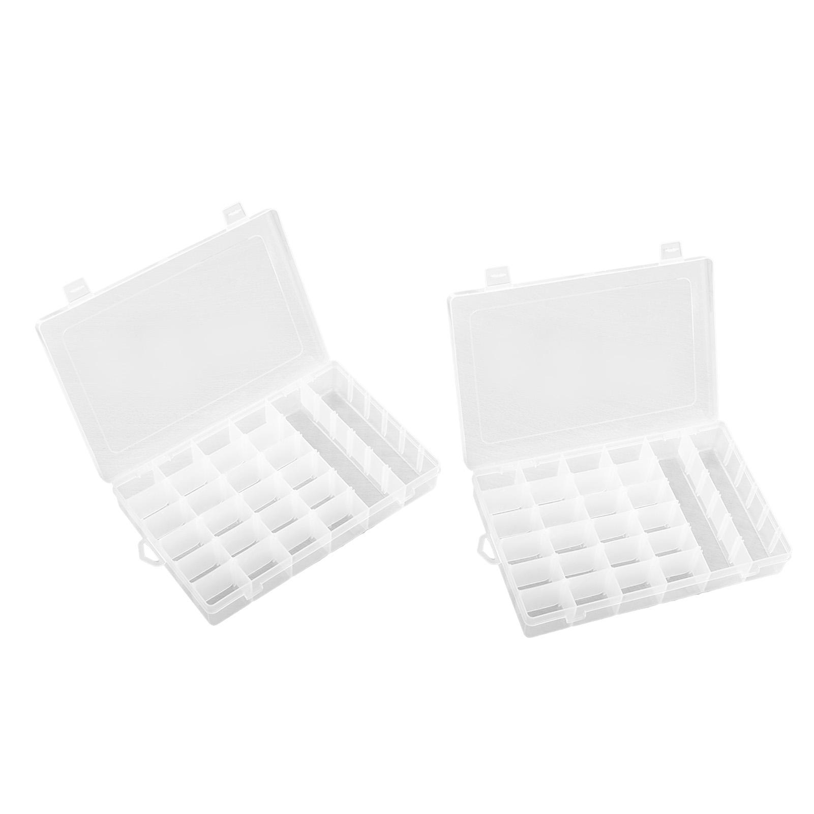 

2PCS 36 Grids Jewelry Storage Box Clear ABS Compartmentalized Organizer with Removable Divider
