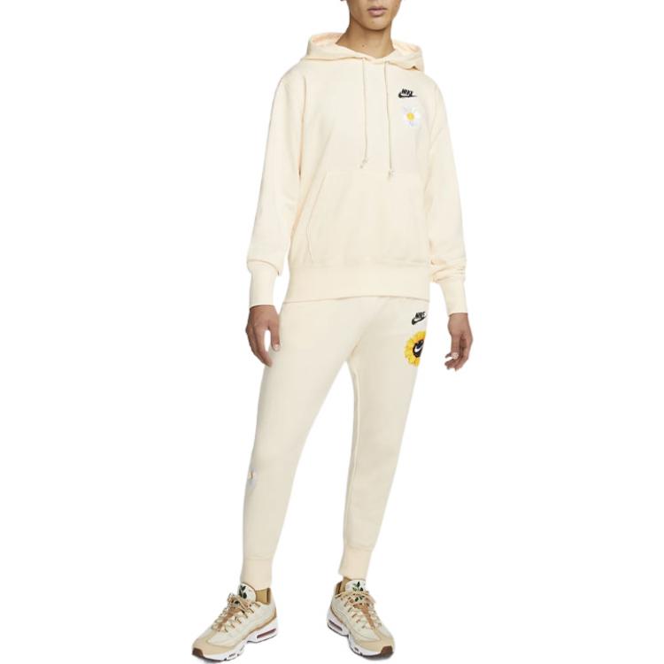 Nike Embroidered Daisy Sports Pullover Hoodie Men Tops Beige DM4994-113