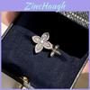 Lucky Clover Open Ring With Zirconia Flower Design For Women Fashion Jewelry