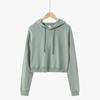 Women's Sweatshirt Fashion Cropped Hoodie Top Casual Short Solid Color Pullover