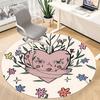 1pc Heart Flowers Office Round Area Rug,  Mat Suitable For Office, Under Office Chairs Bedroom Living Room Home Decor, Room Deco