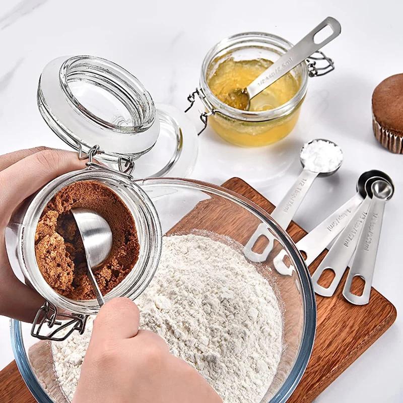 6-teiliges Edelstahl-Messlöffel-Set Esslöffel Messen Kaffeepulver Gewürzlöffel Kaffeeschaufel Backen Küchenzubehör