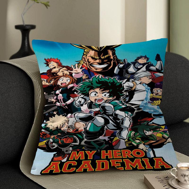 My Hero Academia Pillow Covers Cartoon Sofa Decorative Home Double-sided Printing Short Plush Cute Cushion Cover