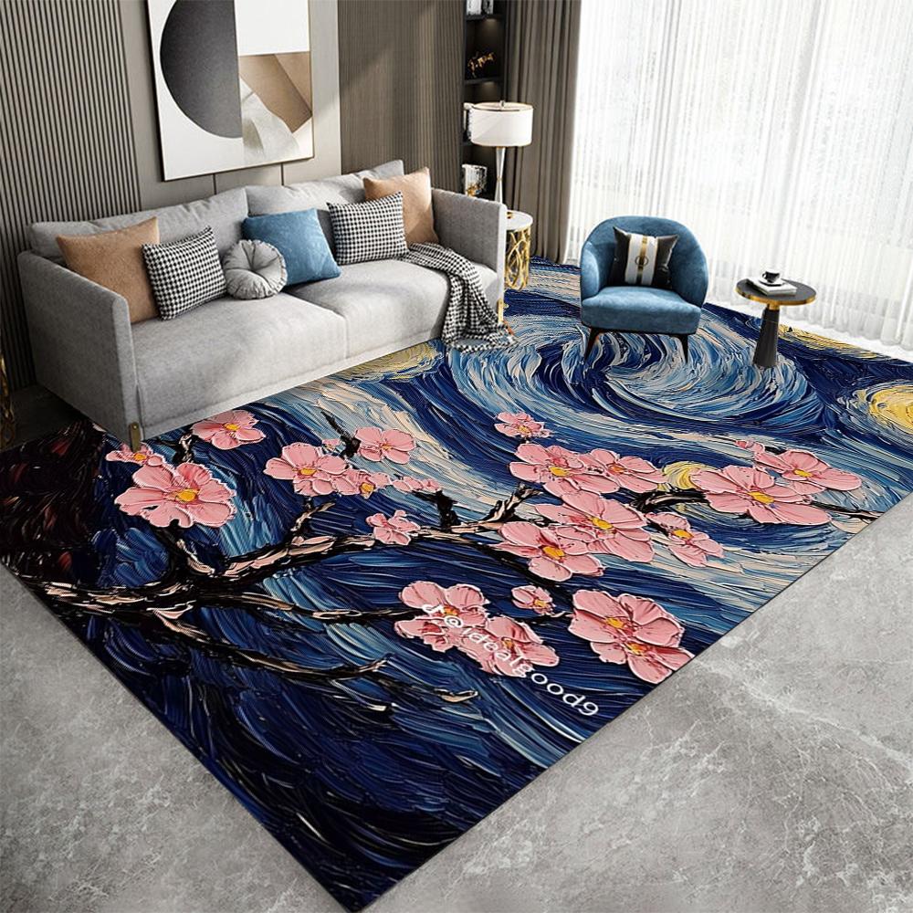 

Van Gogh Oil Painting Loop-Pile Carpet Artistic Masterpiece Area Rug for Living Room Bedroom Entryway Home Decoration Mats 50X80CM