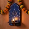 Meditation Wood Indian Wall Candle Holder Hand Painted Diwali Candle Stand  Yoga Room