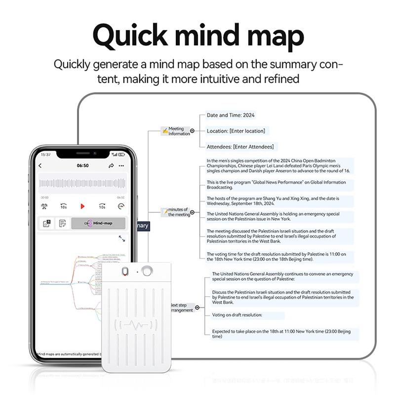 16GB AI Voice Recorder with LED Indicator ChatGPT-4 Intelligent Transcription Summarization and Translation Note Voice Recorder