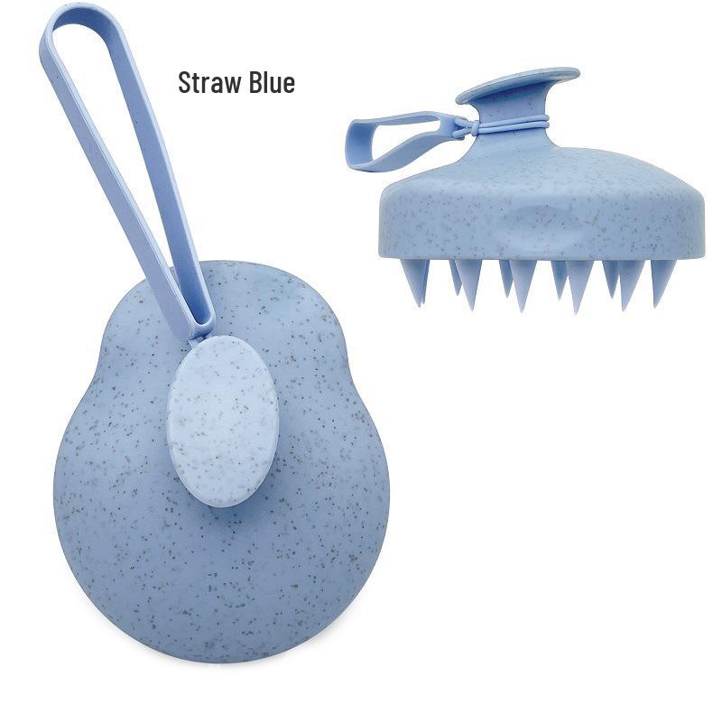 Wheat Straw Morandi Silicone Shampoo Brush, Scalp Massager with Lanyard