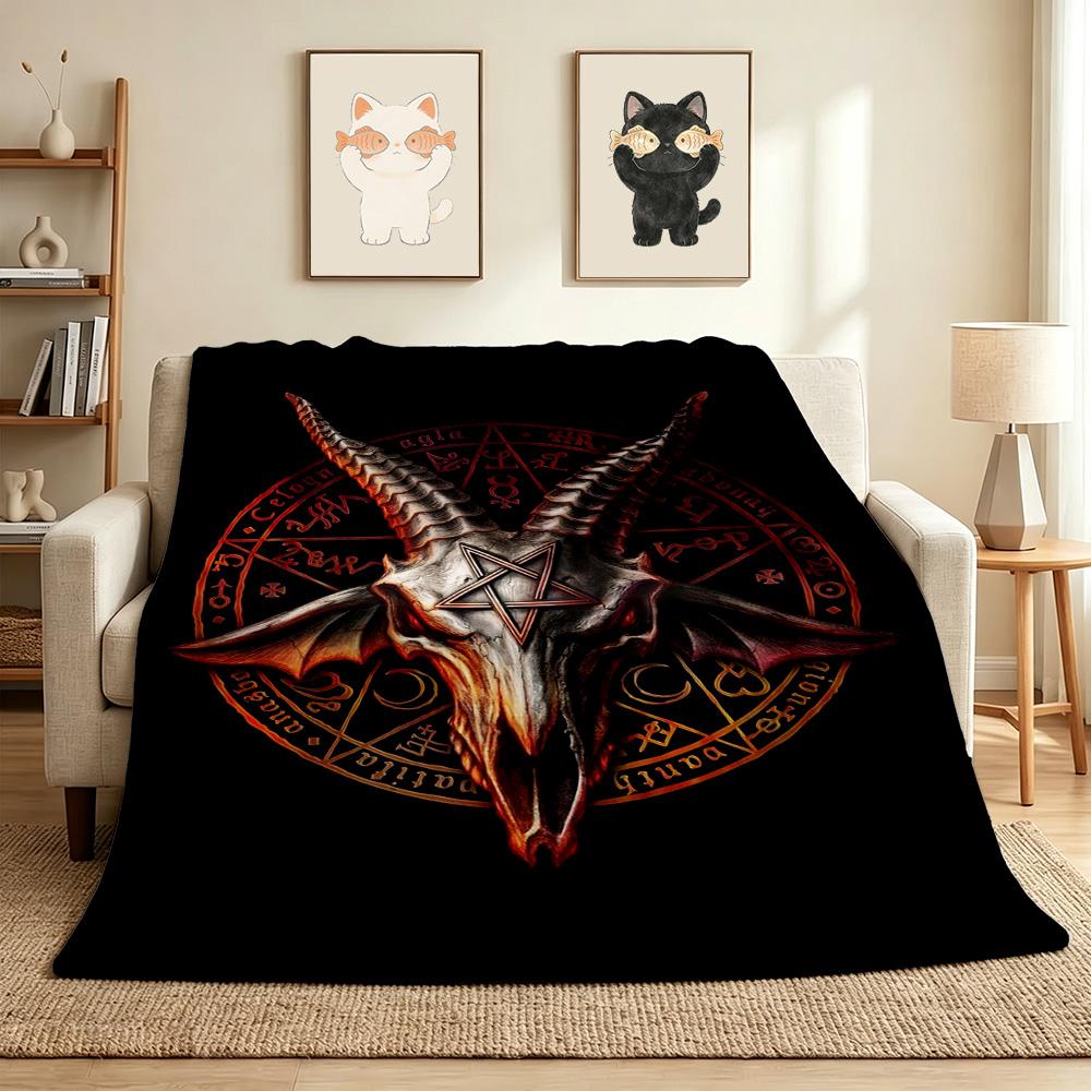 Satanic Art Flannel Blanket Throw Blanket Soft Warm Sofa Bed Camping Car Home Decor Unique Christmas Gift C9302547
