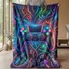 Neon Gaming Controller Theme blanket Lightweight Warm Flannel Blanket Decorative Throw Blanket for Home Decoration