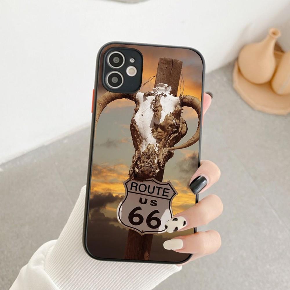 

America Route 66 Phone Case For IPhone 14 11 12 13 Mini Pro Max 8 7 Plus X XR XS MAX Translucent Matte Cover iphone 12