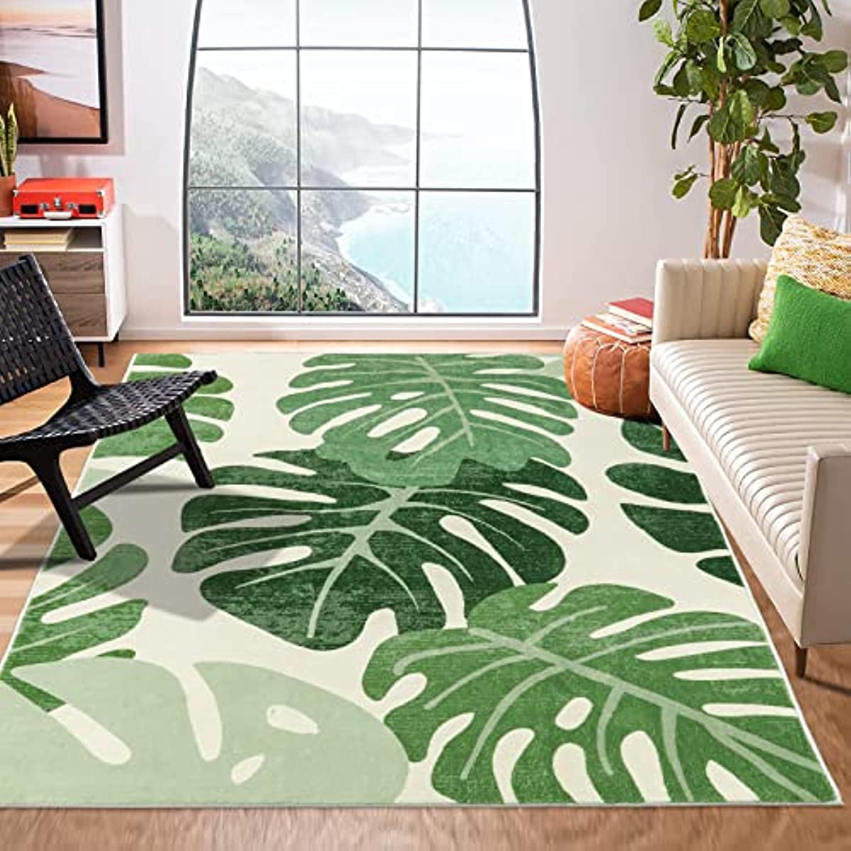

Tropical Green Leaf Carpet for Living Room Home Decoration Sofa Table Large Area Rugs Kitchen Hallway Rugs Non-slip Bathroom Mat 40cm x 60cm