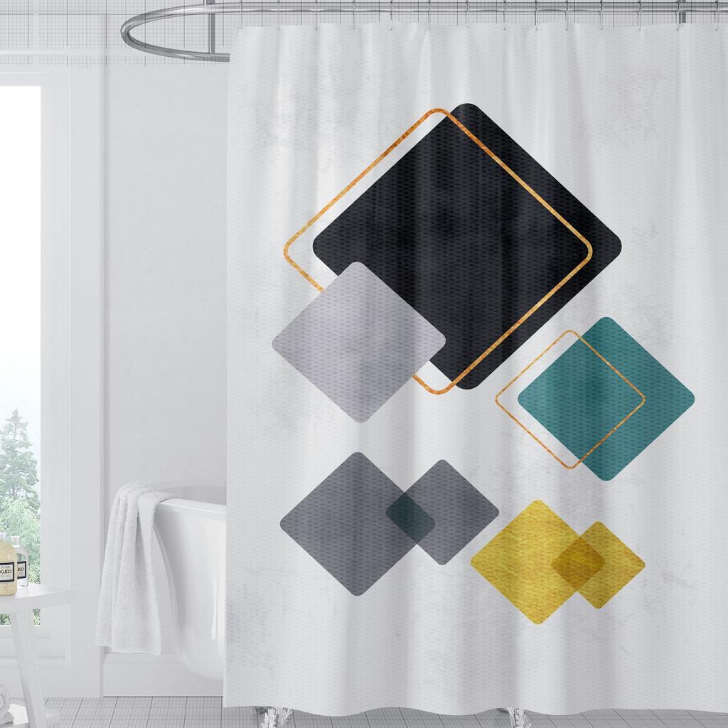 JINRUN Badezimmer verdickter wasserdichter Vorhang, schimmelfester Duschvorhang, Duschtrennwand-Vorhang, Duschvorhang, Badezimmer-Vorhang, kostenlose Perforation